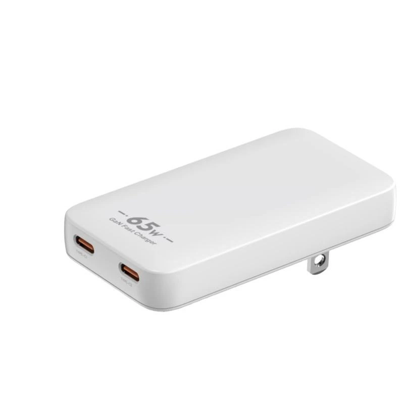 65W GaN Dual Port Charger Ultra Slim Type-C Travel Adapter